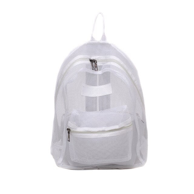 New Fashion Unisex Transparent Mesh Backpack Light Weight Rucksack Travel School Bag