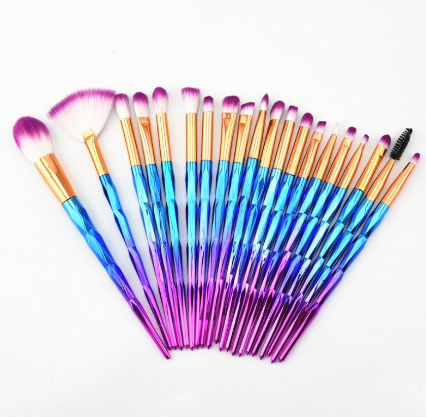 Multicolor Fiber Eye Shadow Brush Set - 20 Pieces