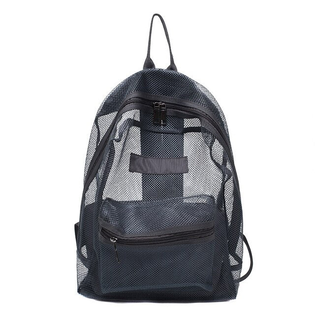 New Fashion Unisex Transparent Mesh Backpack Light Weight Rucksack Travel School Bag