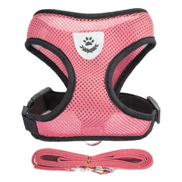 Adjustable Mesh Cat Harness Vest with Walking Lead Leash