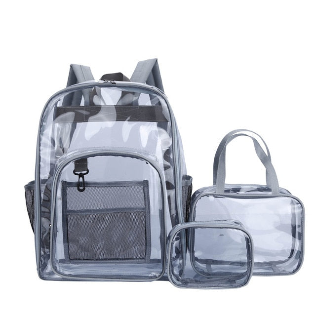 Transparent PVC Set Waterproof Backpack Unisex Large Capacity