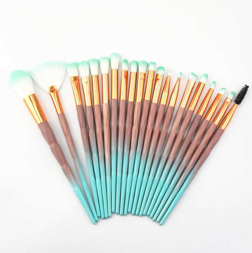 Multicolor Fiber Eye Shadow Brush Set - 20 Pieces