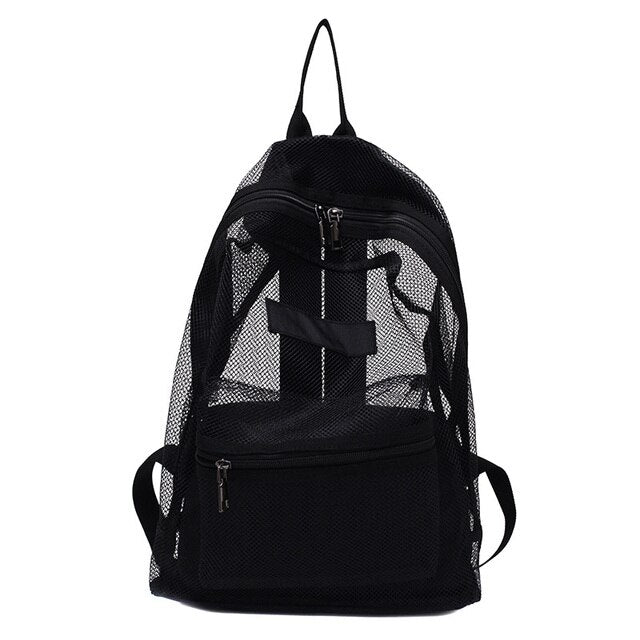 New Fashion Unisex Transparent Mesh Backpack Light Weight Rucksack Travel School Bag