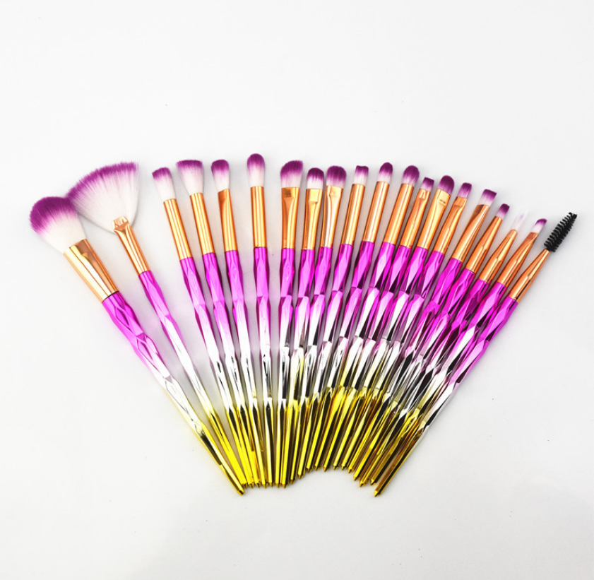 Multicolor Fiber Eye Shadow Brush Set - 20 Pieces