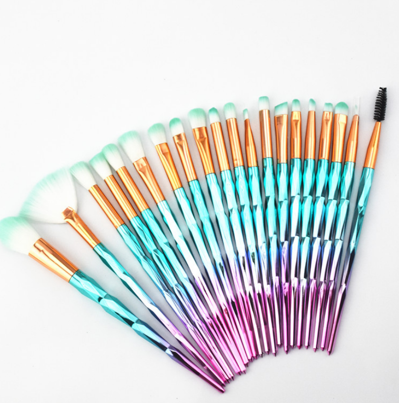 Multicolor Fiber Eye Shadow Brush Set - 20 Pieces