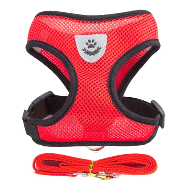 Adjustable Mesh Cat Harness Vest with Walking Lead Leash