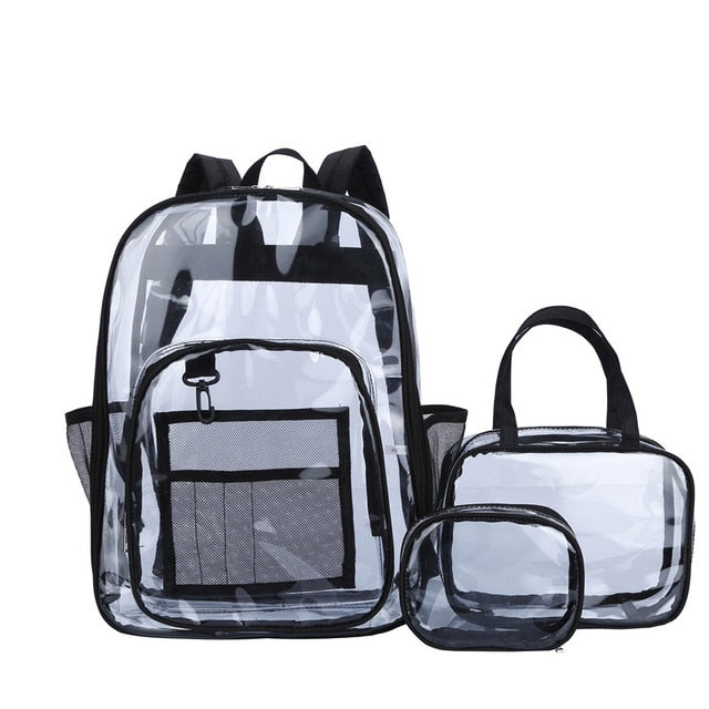 Transparent PVC Set Waterproof Backpack Unisex Large Capacity