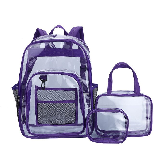 Transparent PVC Set Waterproof Backpack Unisex Large Capacity