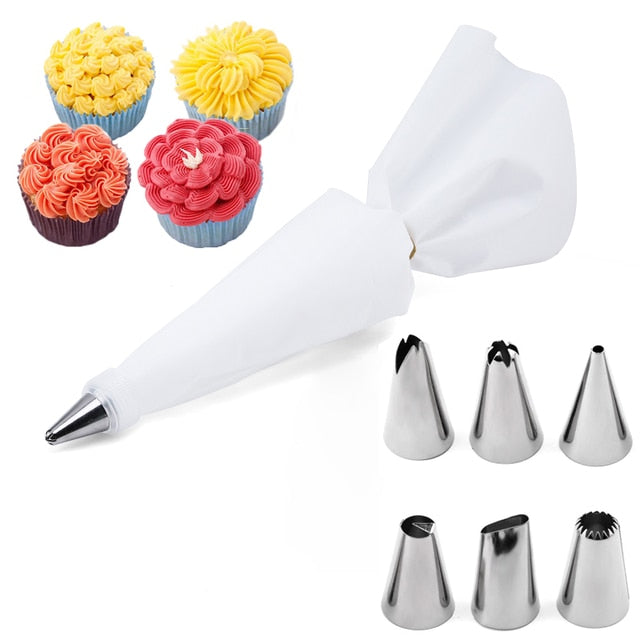 6-24 Pcs Set Pastry Bag and Stainless Steel Cake Nozzle For Decorating Bakery Confectionery