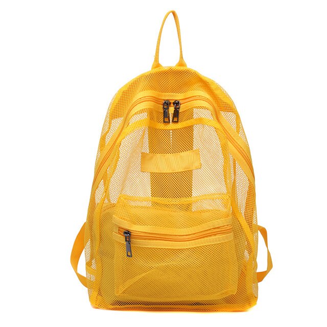 New Fashion Unisex Transparent Mesh Backpack Light Weight Rucksack Travel School Bag