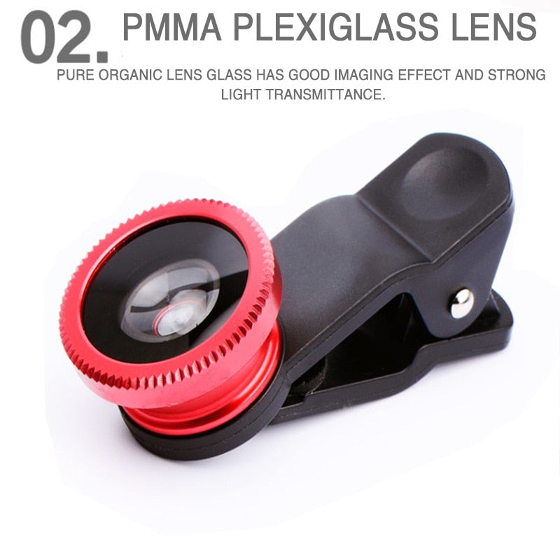 3in1 Fisheye Wide Angle Micro Camera Lens