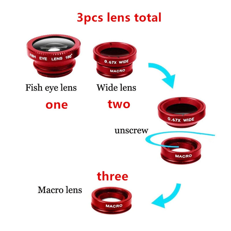 3in1 Fisheye Wide Angle Micro Camera Lens