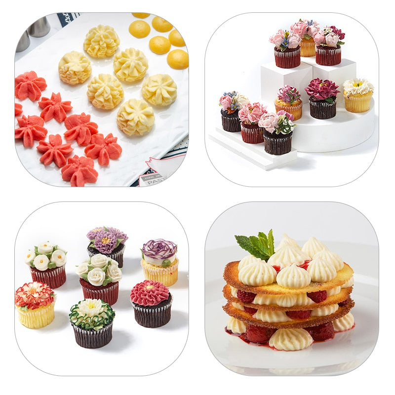 6-24 Pcs Set Pastry Bag and Stainless Steel Cake Nozzle For Decorating Bakery Confectionery