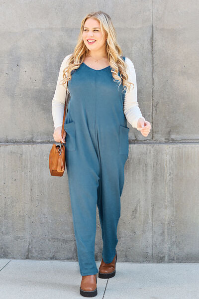 Double Take Full Size Sleeveless Straight Jumpsuit