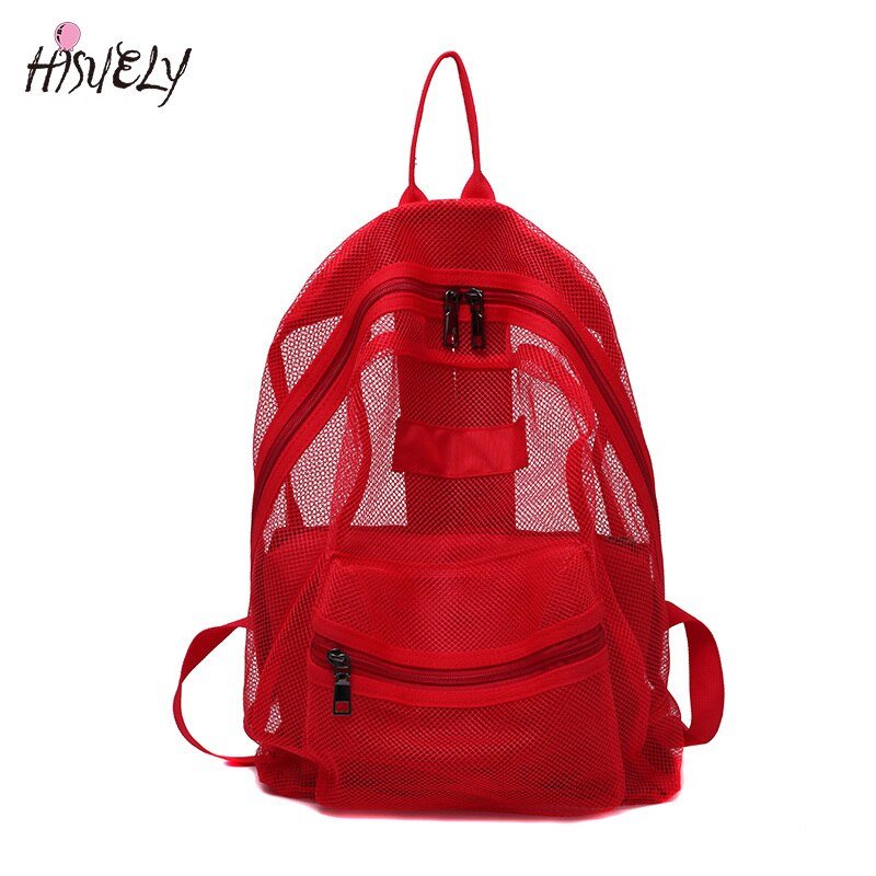 New Fashion Unisex Transparent Mesh Backpack Light Weight Rucksack Travel School Bag