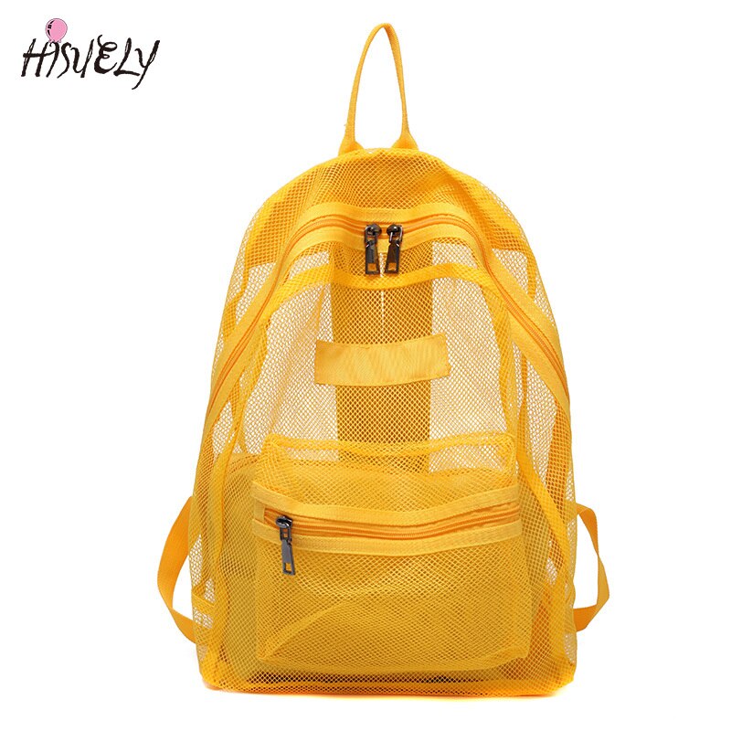 New Fashion Unisex Transparent Mesh Backpack Light Weight Rucksack Travel School Bag