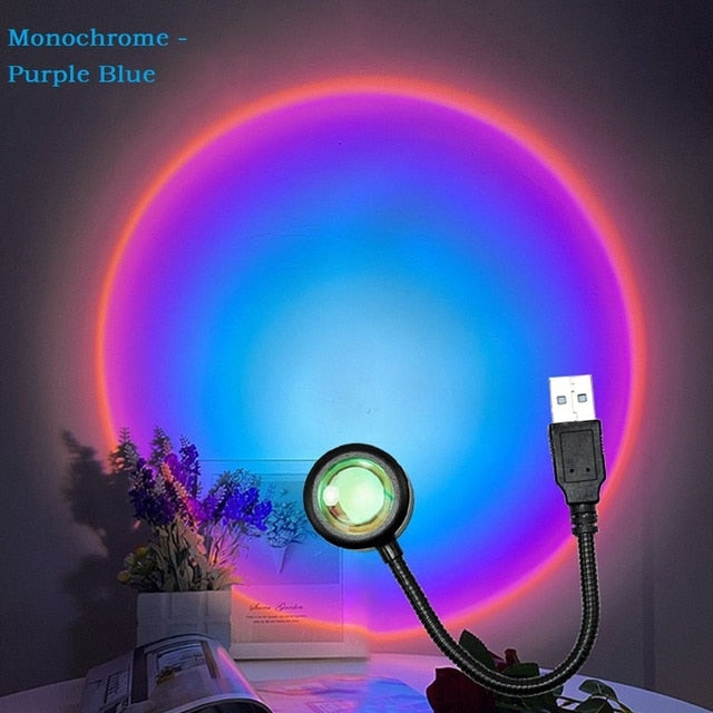 LED Rainbow Neon USB Sunset Light Projector Photography Wall Atmosphere