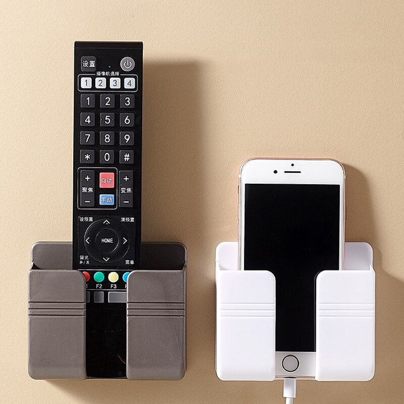 Punch-Free Wall Mounted Phone Holder with Charging Stand and Storage Box