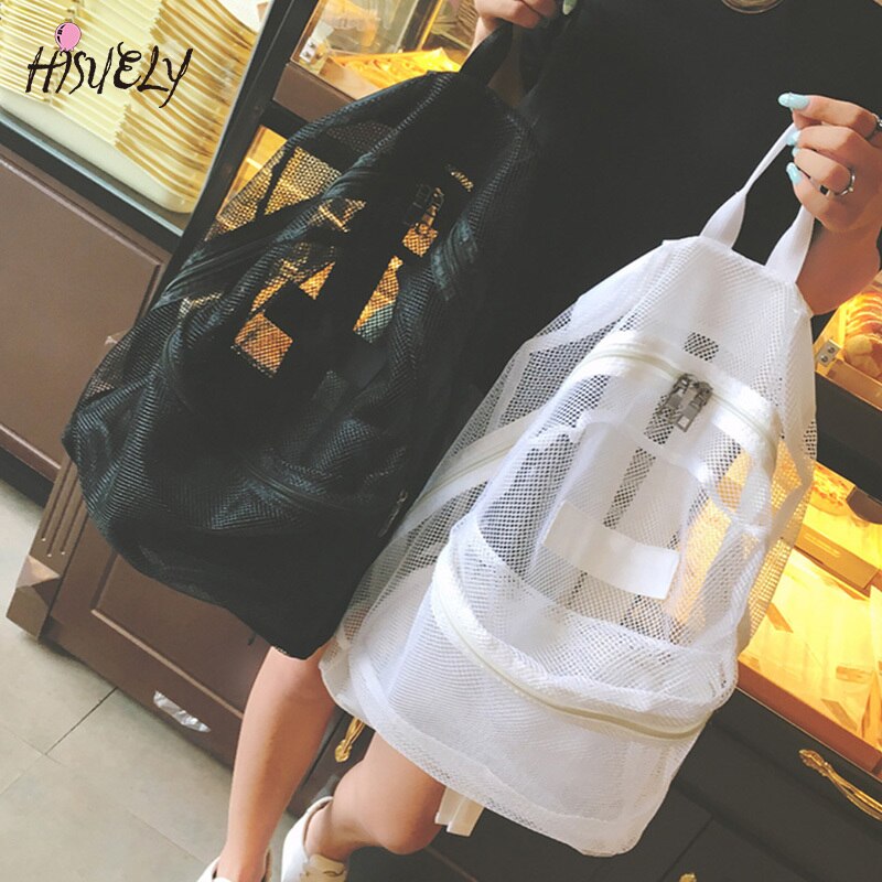 New Fashion Unisex Transparent Mesh Backpack Light Weight Rucksack Travel School Bag