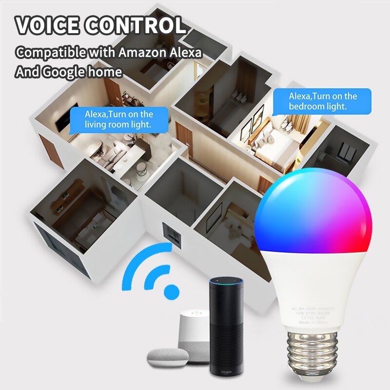 CORUI Tuya WiFi Smart Bulb! Compatible with Alexa, Google Home, and Yandex Alice, Use Tuya Smart or Smart Life App